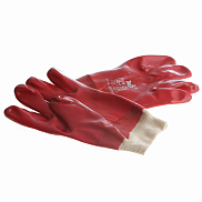 Перчатки Снабторг ПВХ (красные) обливные, Гранат  - фото